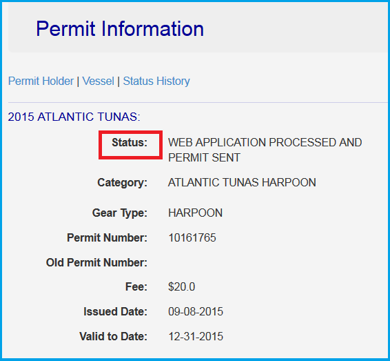 NMFS Help Desk: Checking Current Permit Status